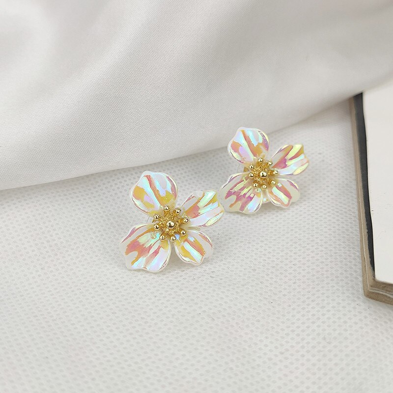 earrings female tide temperament ultra stereo flower fairy dazzle colour earrings earrings sweet girl