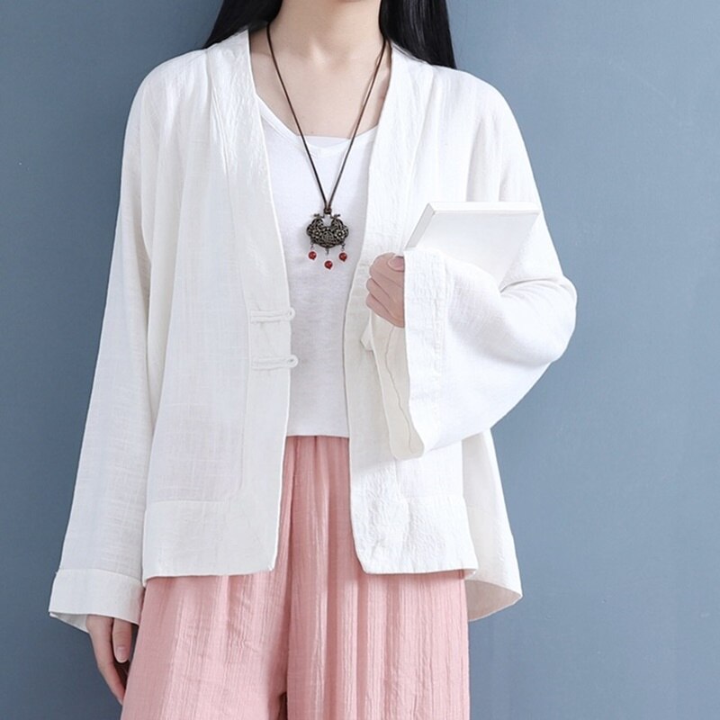 Online Chinese Store Women Clothes Chinese Shirt Blouse Qipao Long Flare Sleeve Baggy Clothes For Women Hanfu 10064: 2