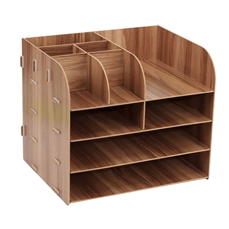 1Pcs 4-Layers Wood Office Table Organizer Assembled Files Office Supplies Containers A4 Paper Storage Rack: coffee