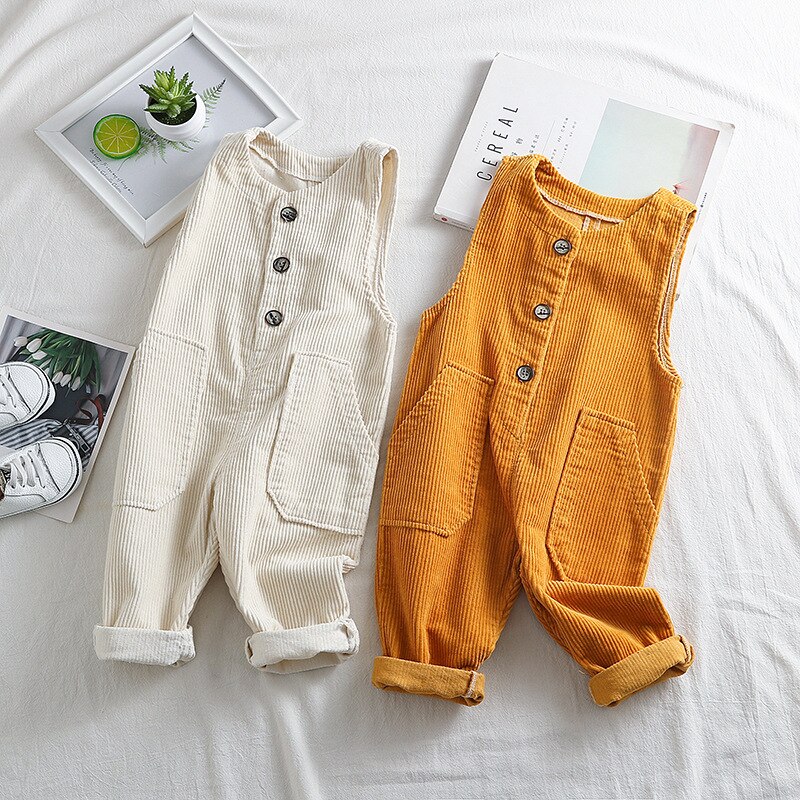 5063 Baby Kids Corduroy Losse Overalls Leuke Kids Alle Match Jarretel Broek Casual Jongens Broek 1-5 Jaar Baby overalls Outfits