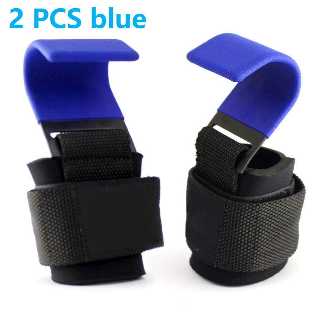 Weightlifting Hooks Grips Gym Fitness Heavy Duty Wrist Wraps Support Dumbbell Power Workout Weight Lifting Hook Glove W/ Coating: 2 pcs blue
