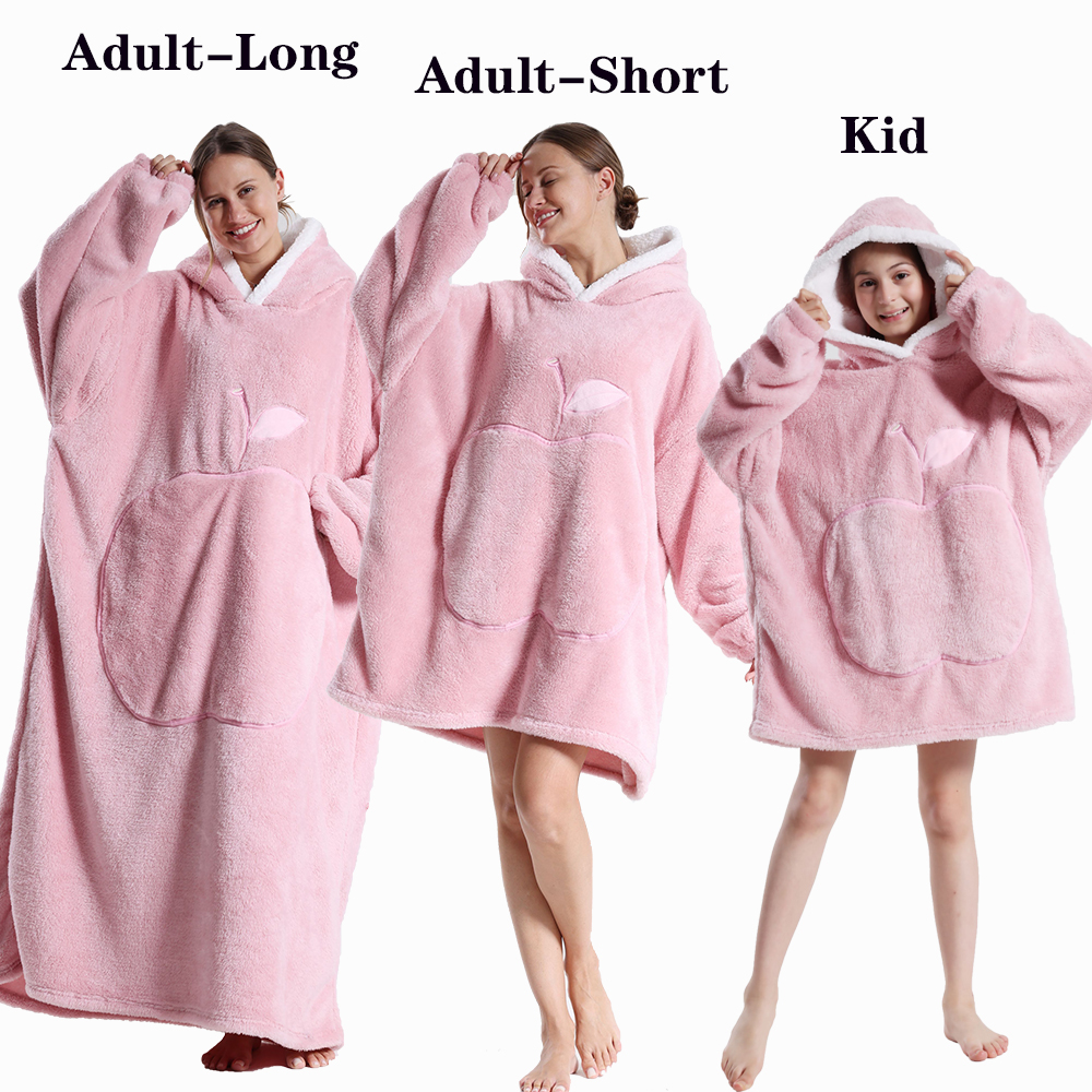 Sweat-shirt à capuche d'hiver pour femmes et hommes, pull Extra Long, et doux, polaire géante TV, couverture surdimensionnée avec manches longues en flanelle: S / Beige