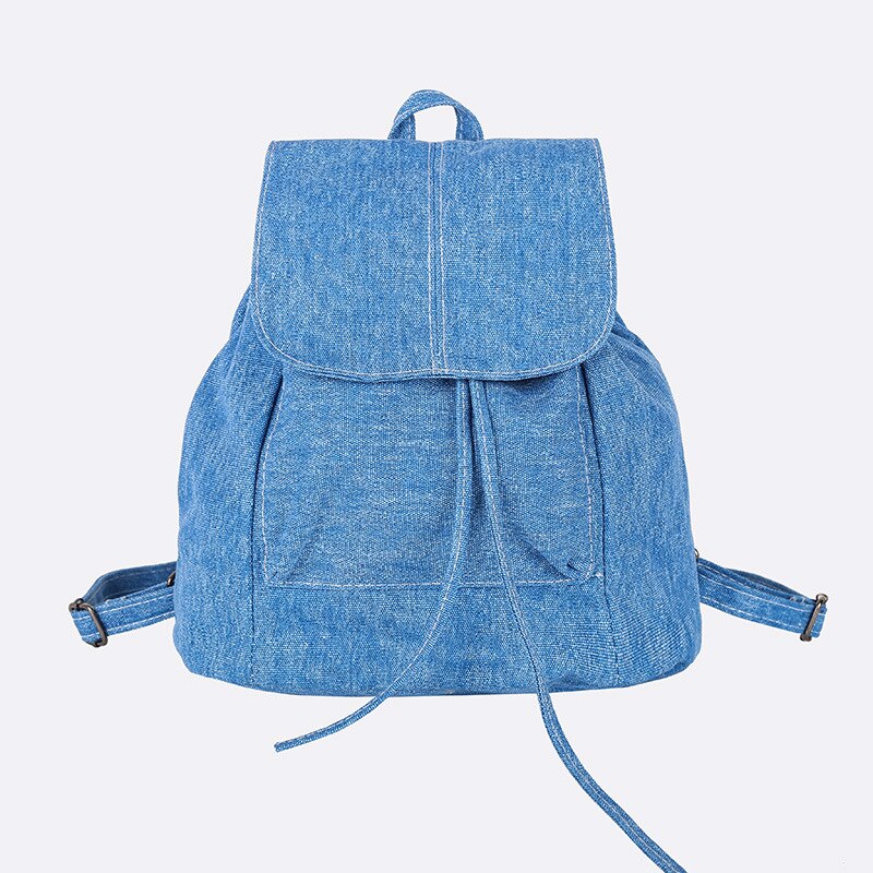Denim toile femmes sac à dos cordon sacs d'école pour adolescents filles petit sac à dos femme sac à dos ZF9936: Blue