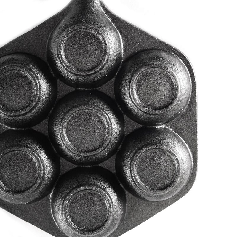 Sartén antiadherente rellena de hierro fundido, Munk/Aebleskiver, plancha de hierro fundido para la casa para varios alimentos esféricos