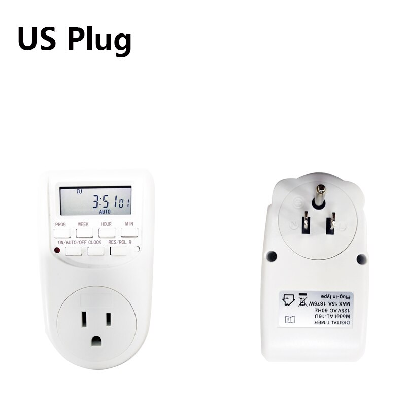 LCD Digital Programmable Timer Switch Electronic Socket Household Appliances For EU UK US Home Garden Devices: US plug