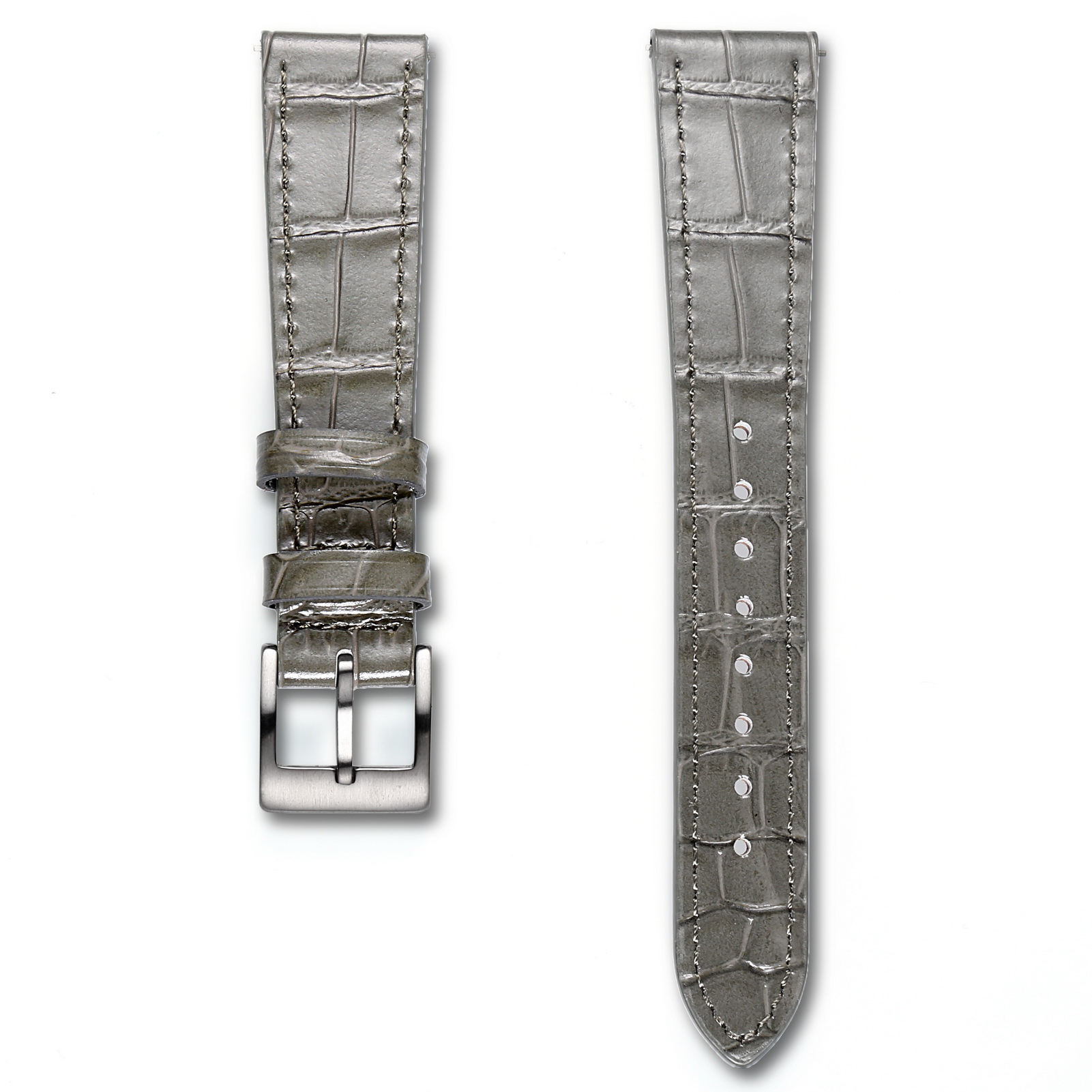 Leahter Horloge Bands Black Quick Release Alligator Reliëf Vervangen Horloges Strap 18Mm 19Mm 20Mm 21mm 22Mm: GRIJS / 18mm