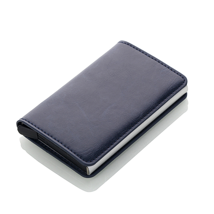 Business ID Card Case Men Credit Card Holders Automatic RFID Card Holder Aluminium Bank Card Wallets: Dark blue
