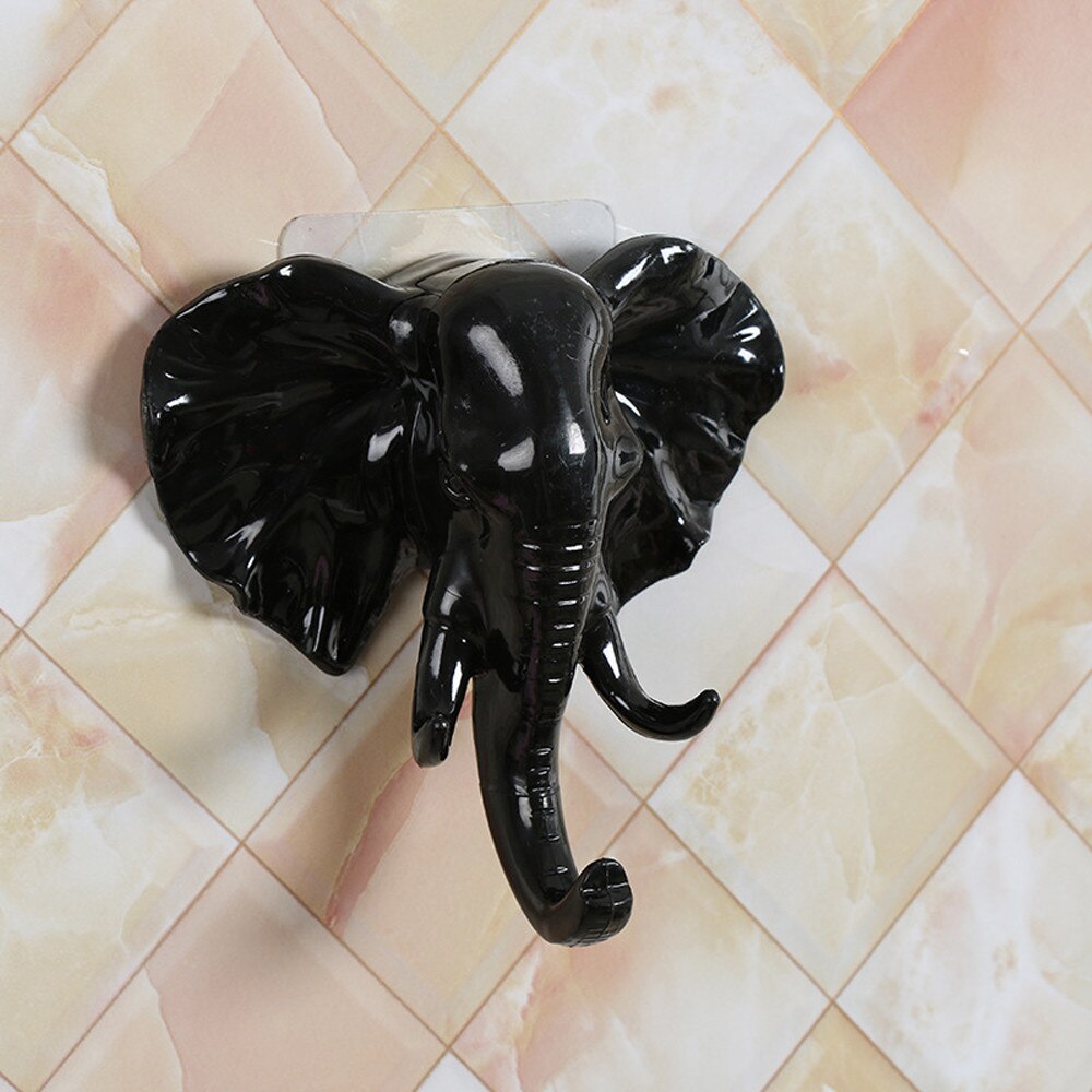 Olifant Hoofd Dier Muur Deur Kleding Haak Display Magazijnstellingen Zelfklevende Hanger Bag Keys Sticky Holder Decor: 02