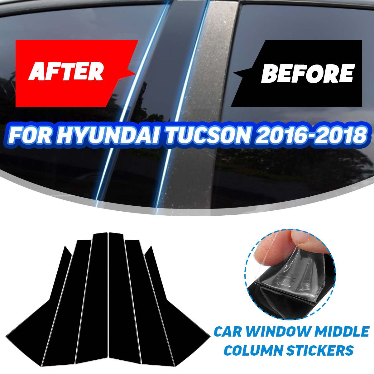 Car Exterior Door Window B C Pillar Mirror Plate Molding Cover Sticker Trim Chromium Styling For Hyundai Tucson
