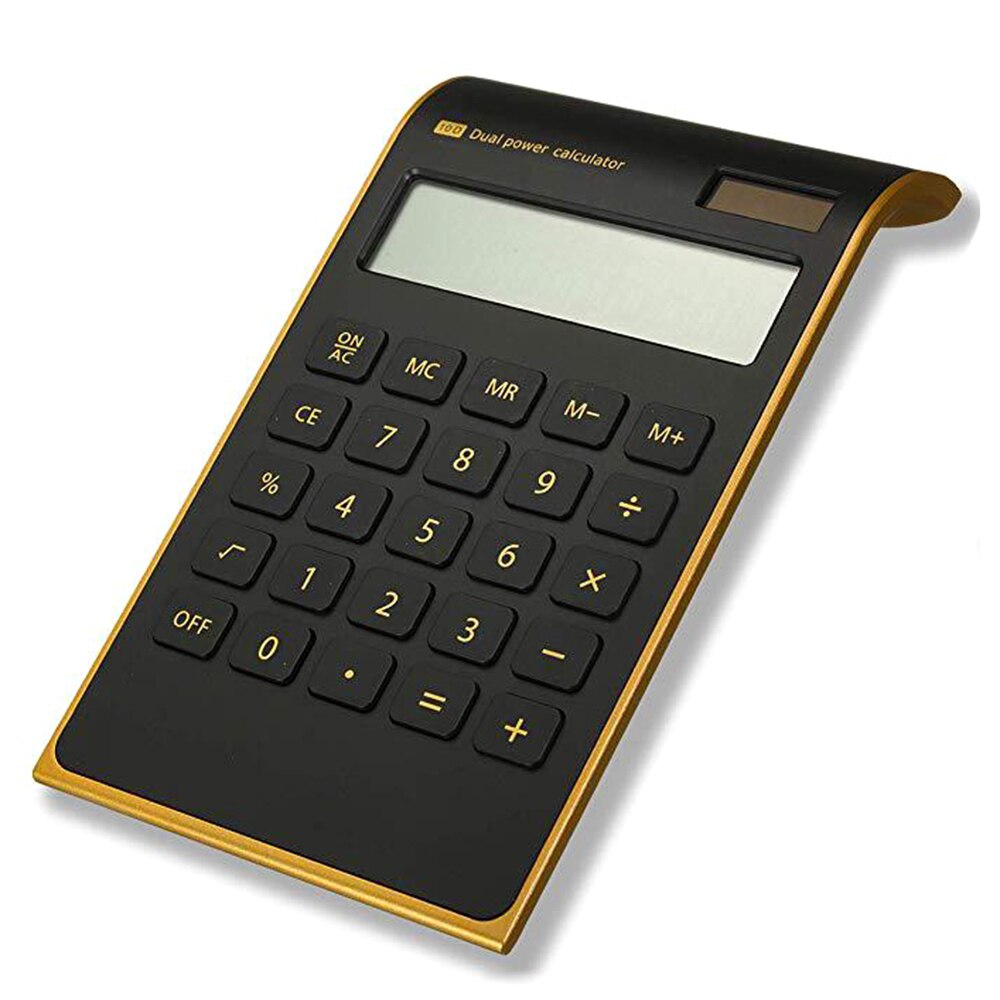 10 Digits Large LCD Display Desktop Calculator Ultra-thin Solar Energy & Button Battery Dual Power Basic Counter for Home Office