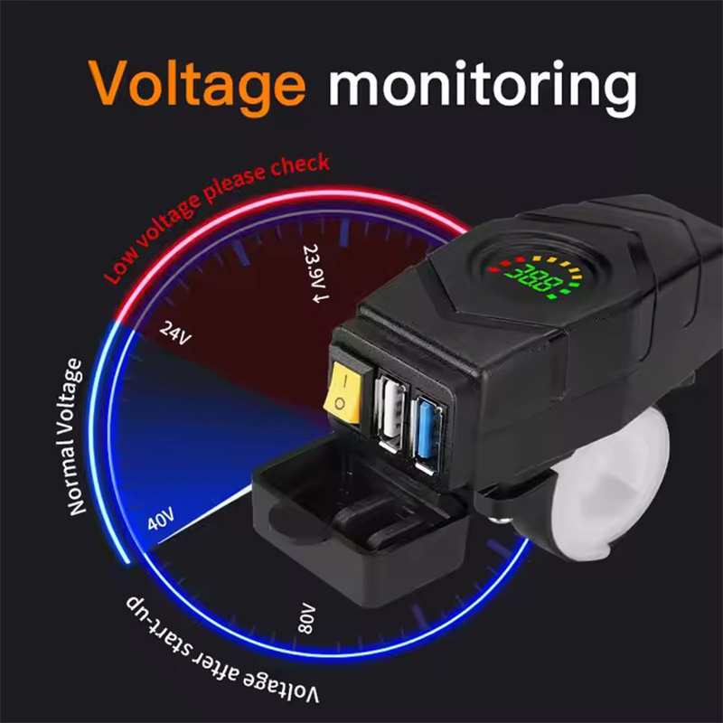20-90v motorcykel usb-c oplader hurtigopladning elektrisk cykel scooter bil oplader led voltmeter elektrisk motorcykel tilbehør
