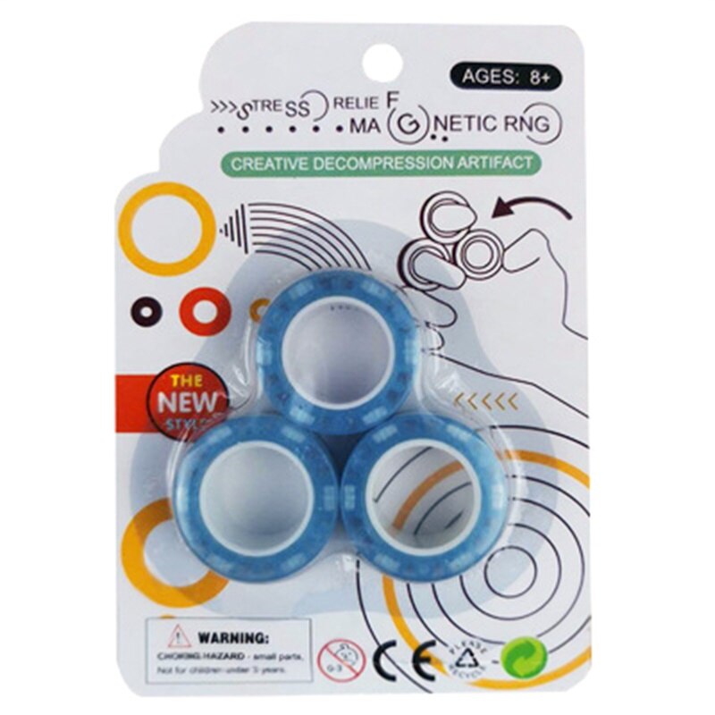Hot 3 sztuk magnetyczne Spinne Fidget pierścień Spinner magnes zabawki typu Fidget Unzip antystresowy dla dzieci dorosłych magnetyczne pierścienie...: Luminous-B