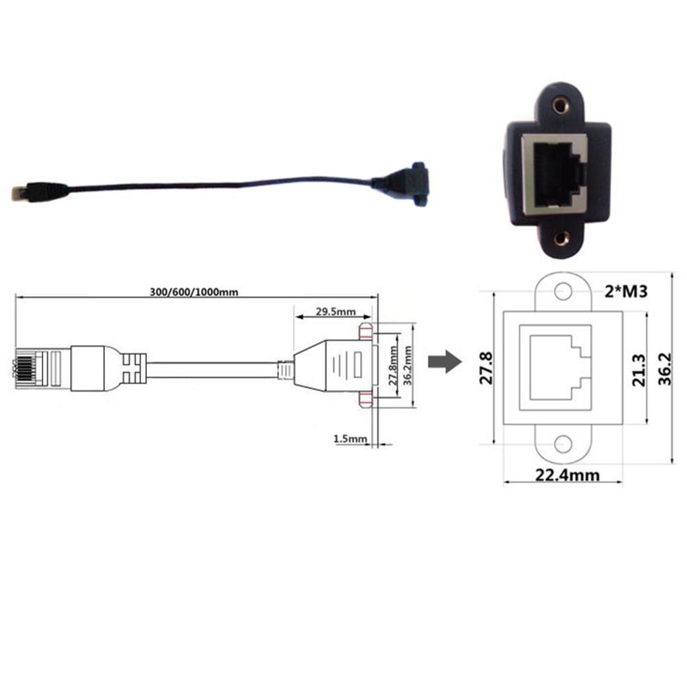 Alta cantidad 30cm 60cm montaje de red macho a hembra tornillo Panel de Ethernet RJ45 Cable de extensión LAN