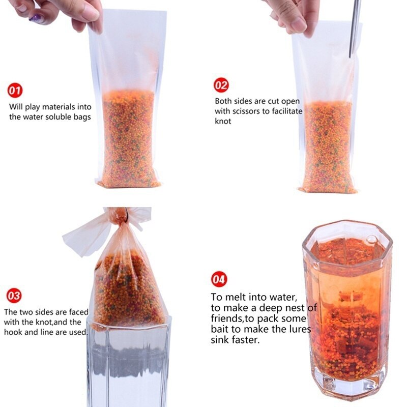 FLYSAND PVA sacs disponibles matériel de pêche à la carpe sacs PVA maille pour carpe gros Boilie granulés appât 7*14 cm pour lancer d'appâts