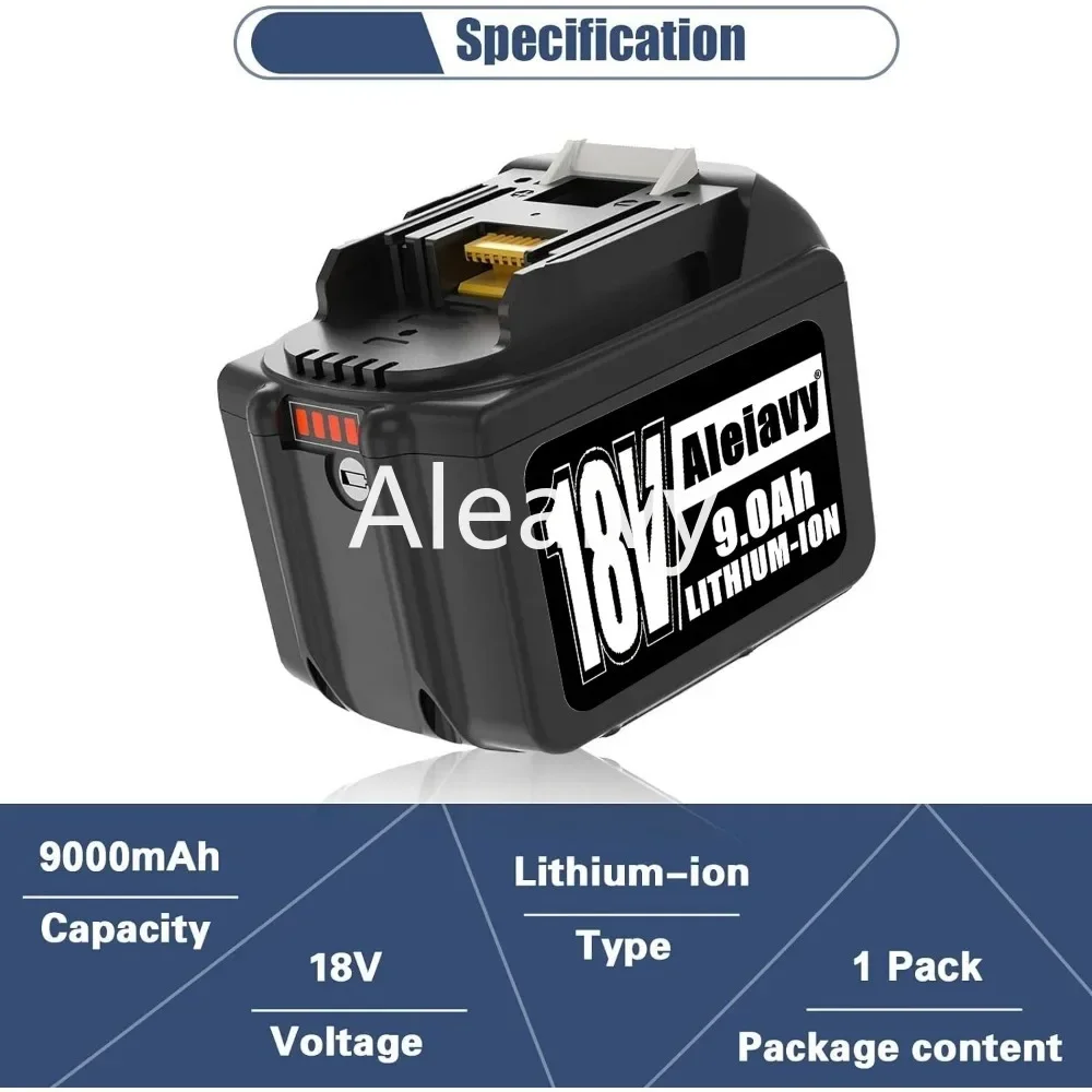 [BL1830 9.0Ah] Batería de iones de litio de repuesto de 18 V Compatible con batería Makita de 18 voltios BL1860 BL1840 BL1850 herramientas eléctricas inalámbricas