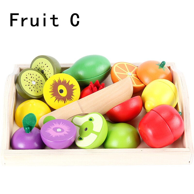 WOODADDY Giocattoli Del Bambino Fragola Simulazione di Frutta Verdura Cut Set Giocattoli di Legno Per I Bambini I Bambini di Alimento Della Cucina Educativo del Regalo: Fruit C