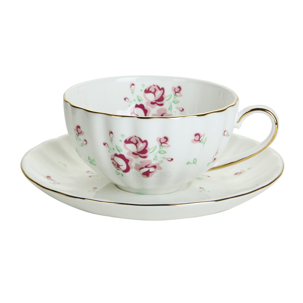 Porselen kaffe te kopper med tallerken, keramiske te kaffe krus sett teware sett drikke kopp krus sett: 190ml kopper og fat