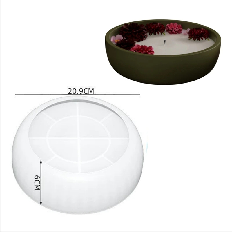 Maceta con forma de cuenco grande, moldes de hormigón para manualidades, maceteros de jardín de cemento, recipiente de almacenamiento grande, molde de silicona, herramientas artesanales para el hogar: Caqui oscuro
