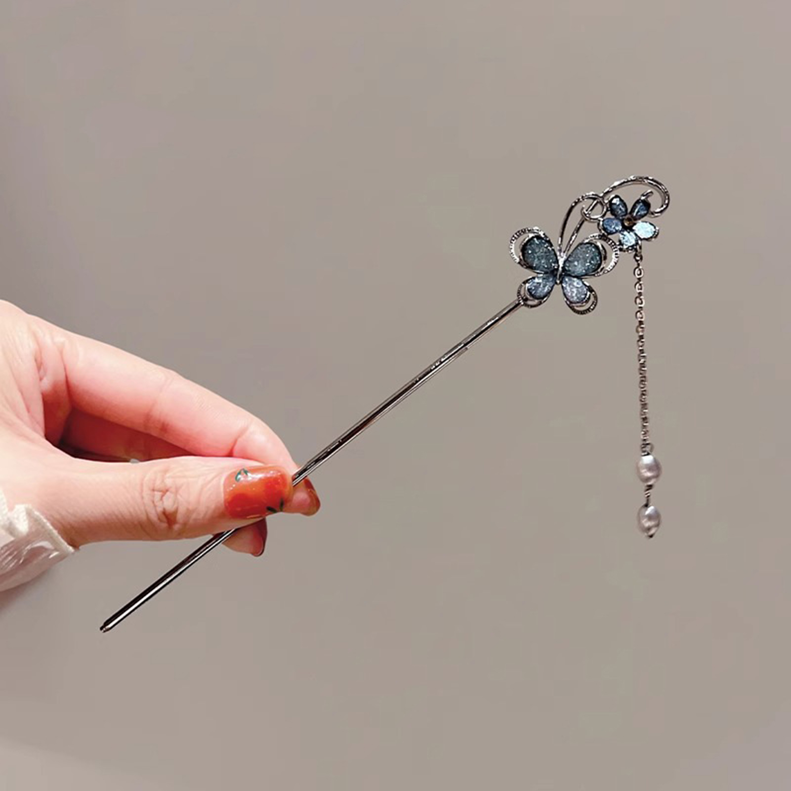 Palillos para el cabello de estilo chino Vintage, horquillas para mujeres y niñas, horquilla de flores, Clip para el cabello, tocado Hanfu, joyería, accesorios para el cabello: Chapado en oro antiguo