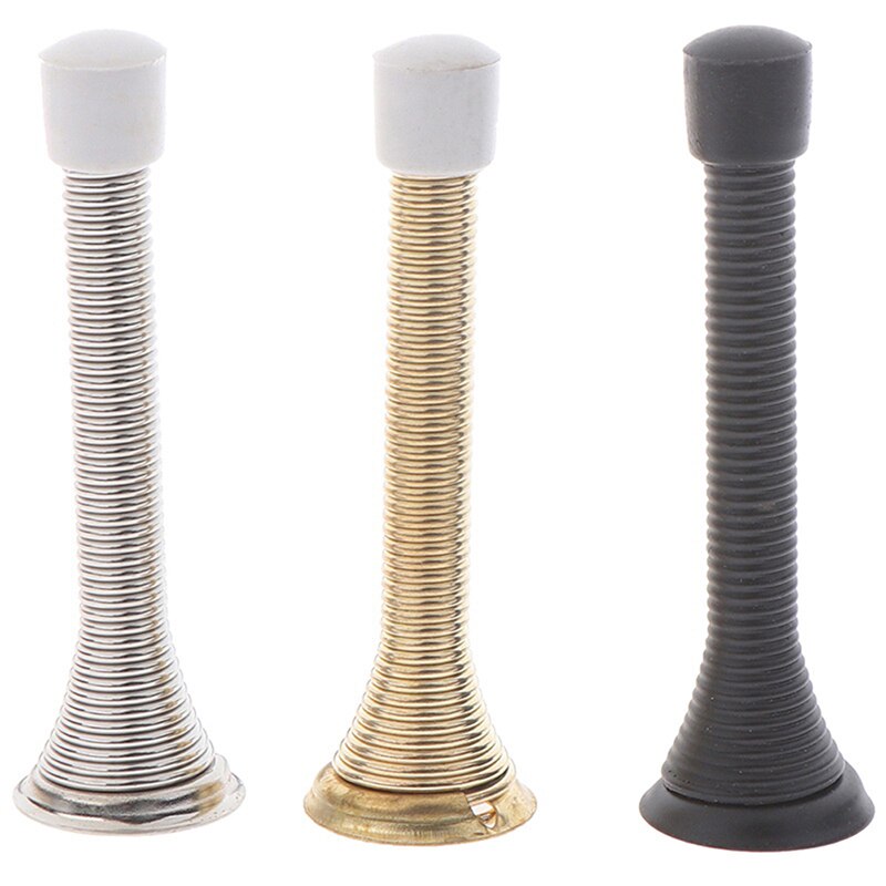Rubber Cap Metal Door Stops Spring Stopper Wall Mounted Skirting Board 85mm Door Stopper