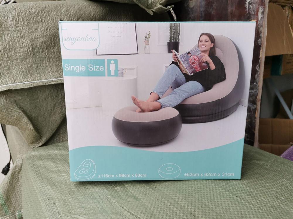 Sofá inflable de dos piezas para adultos con pedal, sofá de flocado grueso,