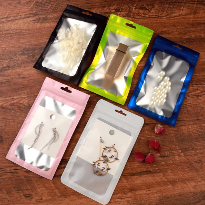 20Pcs/Pack Matte Zip lock Plastic Bag Aluminum Foil Hologram Food Pouch Small Water Proof Zipper Reclosable Pouches 3 Size