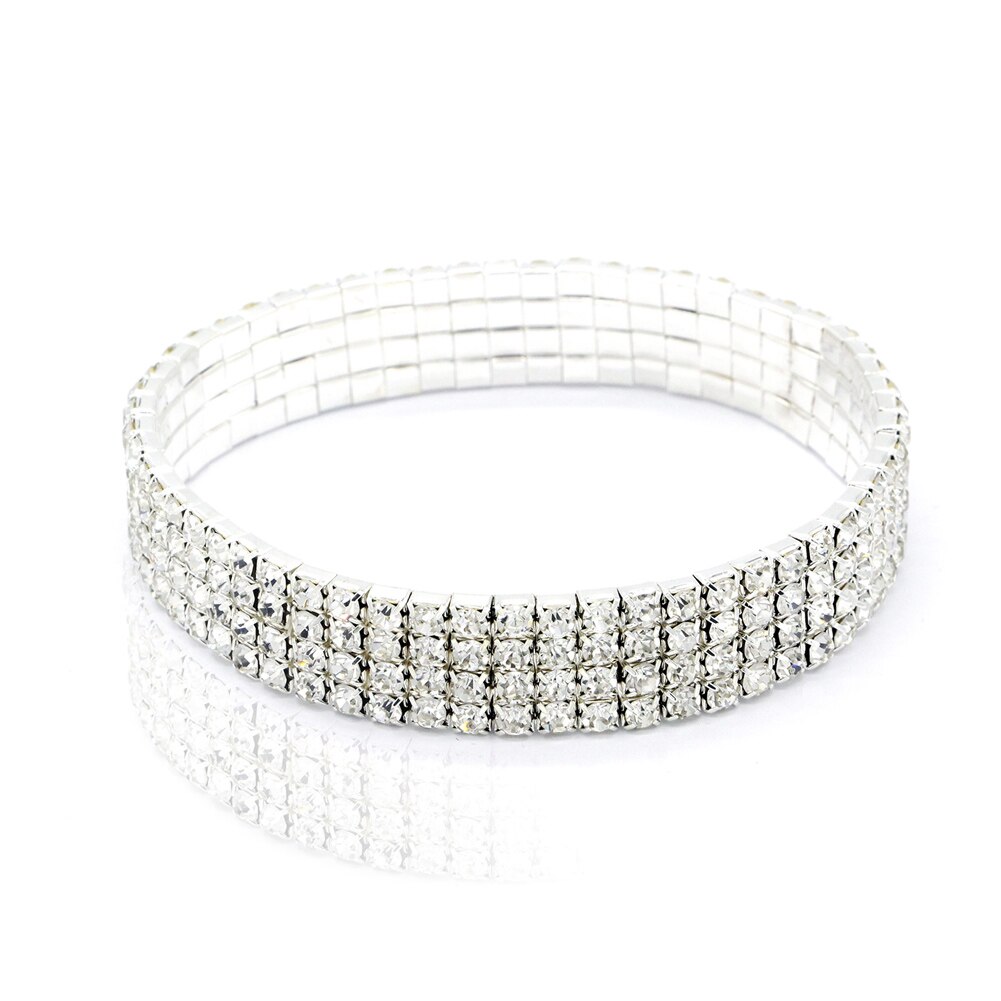 Elastisk 1/2/3/4/5 rader armbånd ankel ankelkjede diamante rhinestonesfot smykker krystall armbånd kjede ankel: 4 rad