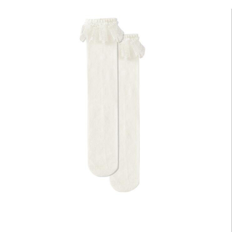 calcetines de niñas bebé largo Calcetines niños de la longitud de la rodilla de algodón suave bebé NIÑOS Calcetines de 1-6 años hasta la rodilla Calcetines: Blanco