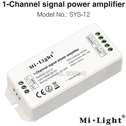 SYS-T1 Milight DC24V 360W 15A 1 canal hôte contrôleur WiFi DMX512 Alexa APP contrôle travail avec mi-light SYS série lampe à LED: SYS-T2 Only