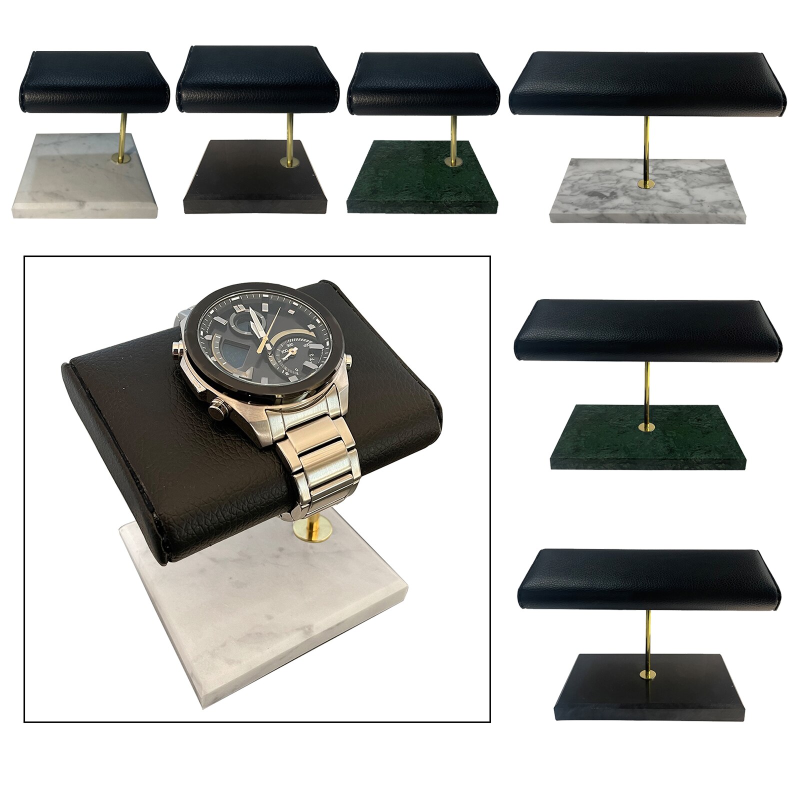 PU Leather Marble Watch Stand Holder Bracelet Bangles Watch Placement T-Bar Rack Jewelry Hard Display Stand Storage Holder