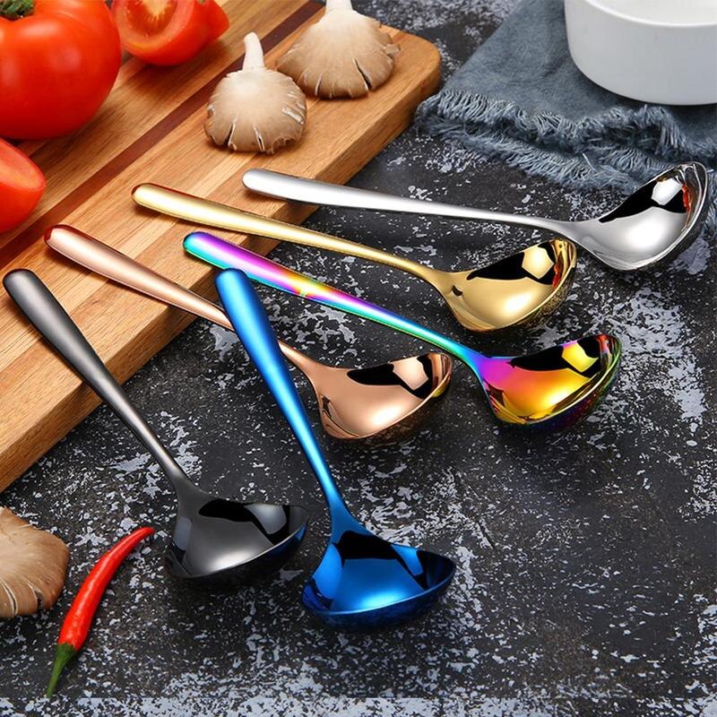 1 Pcs Stainless Steel Spoon Family Soup Spoon Stainless Steel Kitchen Cooking Spoon Household Tableware Supplies