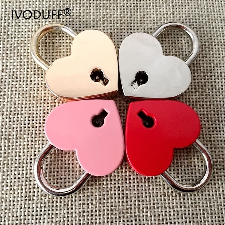 1 pièce coeur rétro métal mini cadenas sac valise valise clé serrure avec clé
