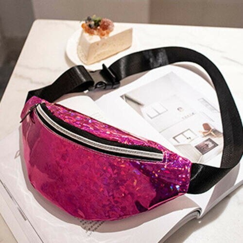 Pailletten Glitter Taille Fanny-Pack Gürtel Bum Tasche Beutel Hüfte Geldbörse Messenger Handtasche PU Frauen Crossbody Münze Taille Pack