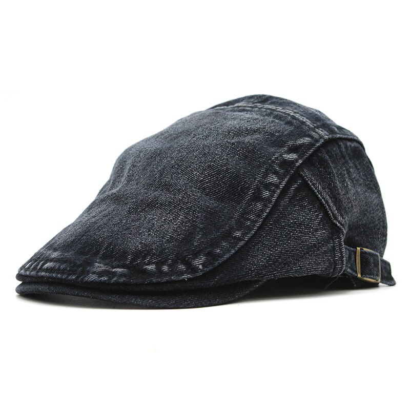 Berretti in denim regolabili cappelli uomo donna jeans unisex berretti cappello da strillone cappelli autunnali primaverili cappellino con visiera cappellini casuale: nero