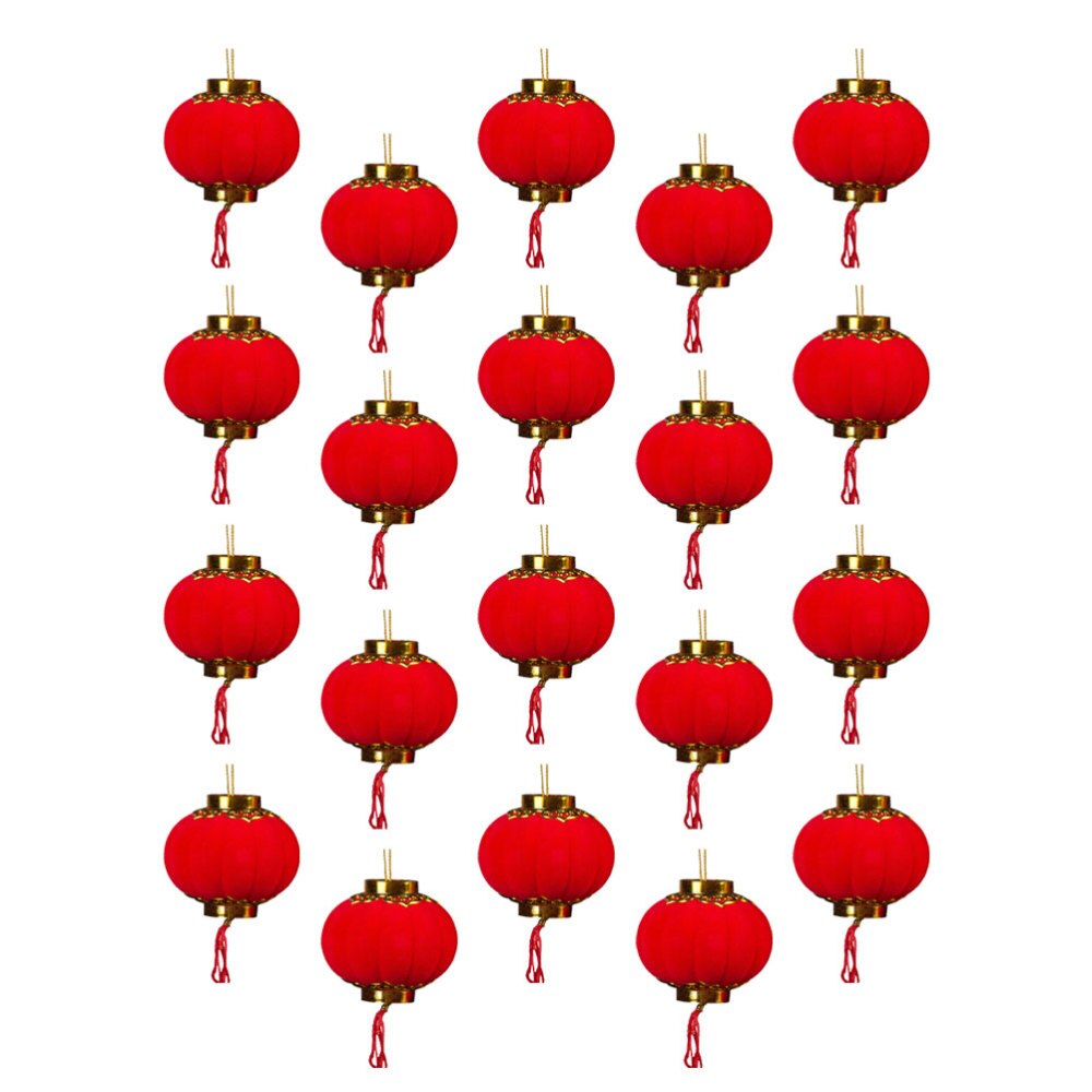 20 stk lanterner dekorative røde kinesiske lanterner kinesiske 3d lanterner heldige hængende lanterner til fest foråret festival: Default Title