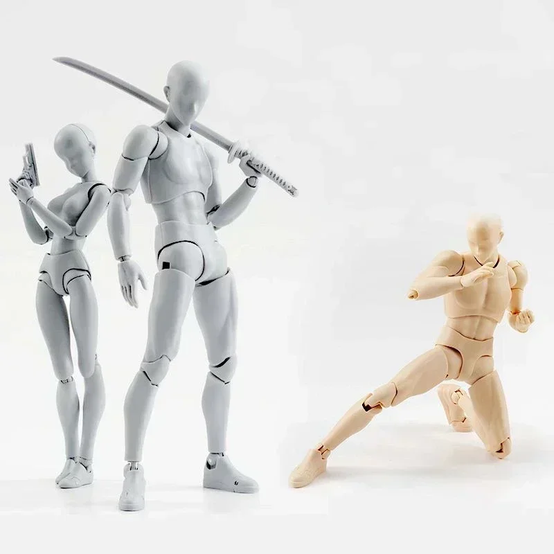 BODY KUN / BODY CHAN Pose Play Grey Color Ver. Black Orange PVC Action Figure Collectible Model Toy