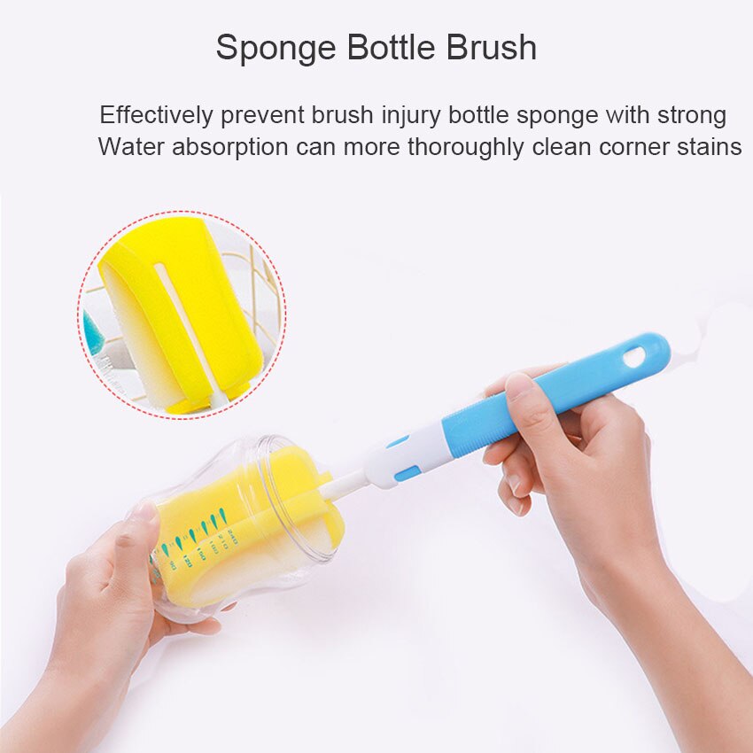 7Pcs Set di detergenti per pennelli per biberon capezzolo per bambini rotante a 360 gradi pulito spugna beccuccio tazza pennello Kit bottiglia strumento pulito
