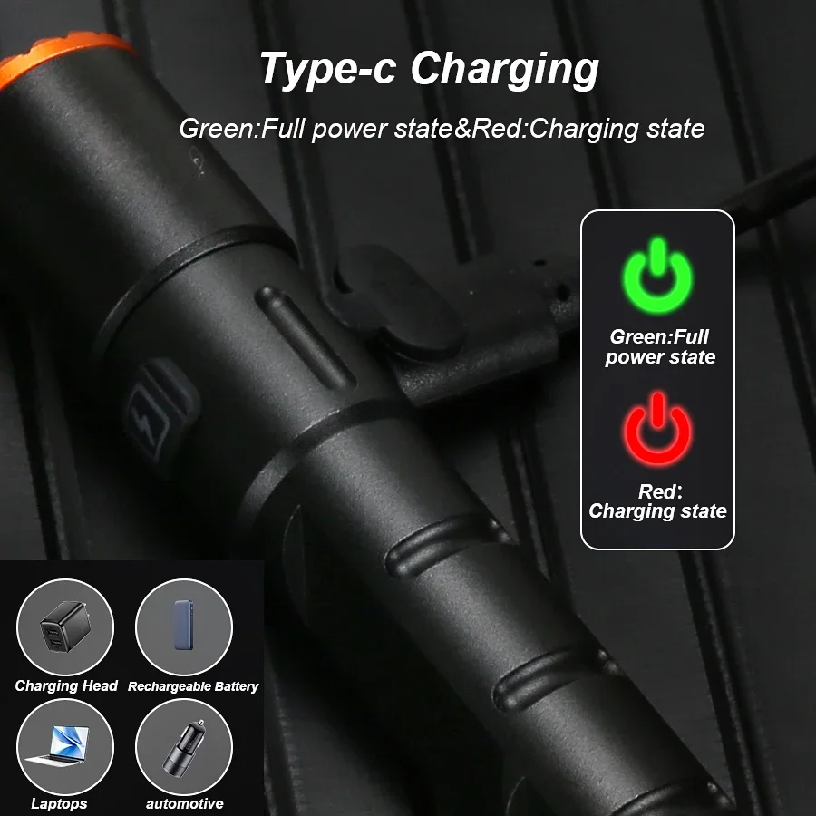 Kraftig 2000lm mini-lommelykt med usb-frakt, zoomlommelykt med klips, magnetisk lommelykt til camping, fotturer, nødlys