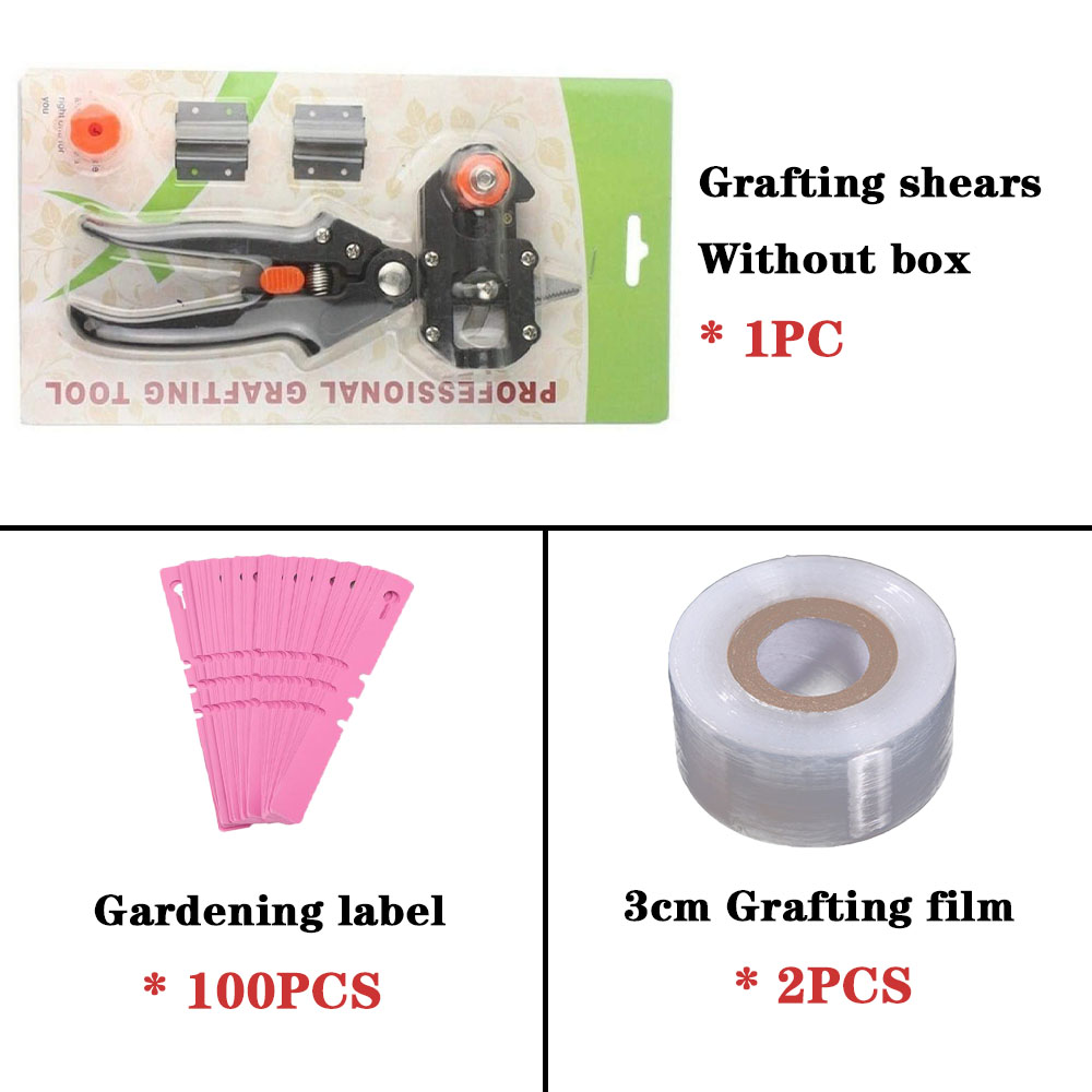 Garden Tools Grafting Pruner Garden Secateurs Sharp Chopper Vaccination Cutting Tree Plant Shears and Graft Film Tape Kits: Grafting kit E