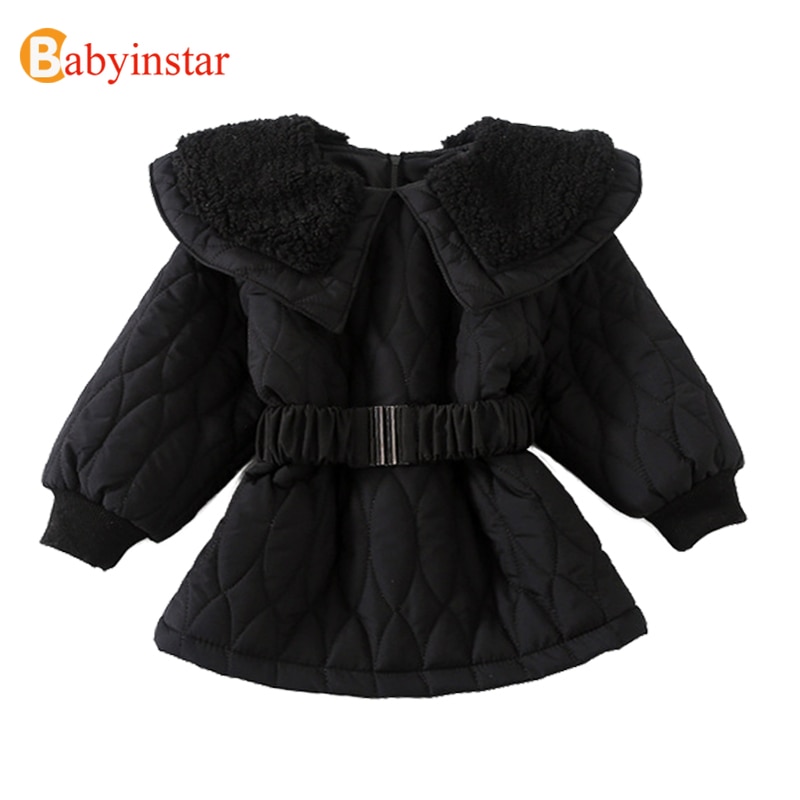 Babyinstar toddler girl vintertøj baby girl dunfrakke med bælte børns sorte vinterfrakker til piger