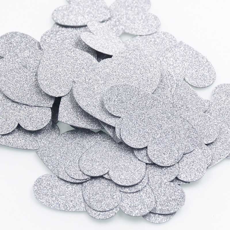 Suministros decorativos Love Confett 100 unids/pack espolvorear de boda romántica artificial que lanza pétalos coloridos en forma de corazón: Plata