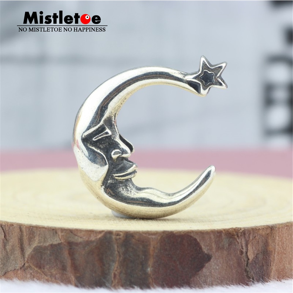 Visco genuíno 925 sterling smiley face a lua e a estrela charme talão caber europeu pulseira jóias