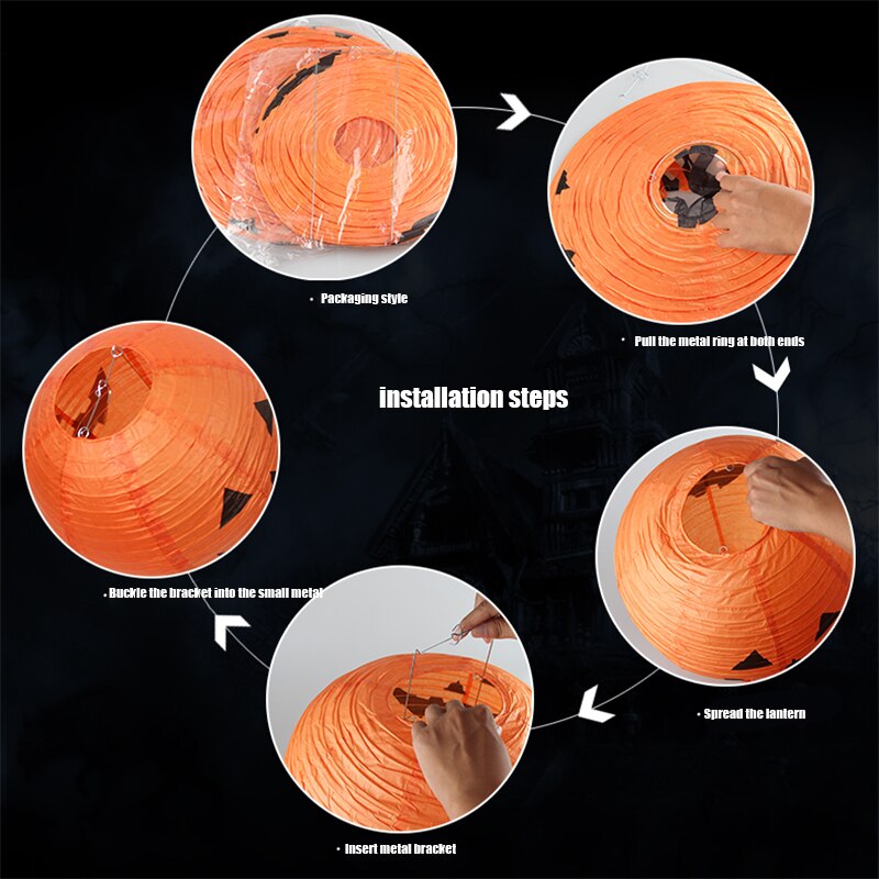 20/30/40cm Festival DIY Decoration Lantern Halloween Paper Pumpkin Hanging Lantern Party Decor Create Horror Atmosphere