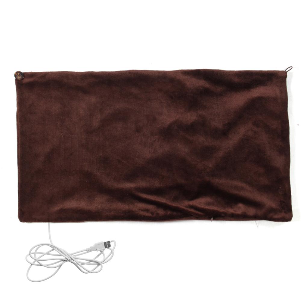 Bil hjem elektrisk oppvarming oppvarming teppe pute skulderhals mobil oppvarmingssjal usb myk 5v 4w vinter varm helsevesen: Brun