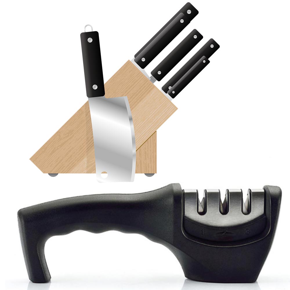 Køkkenværktøj knivsliber slibning stensliber knive sliber tilbehør abs og rustfrit stål sort