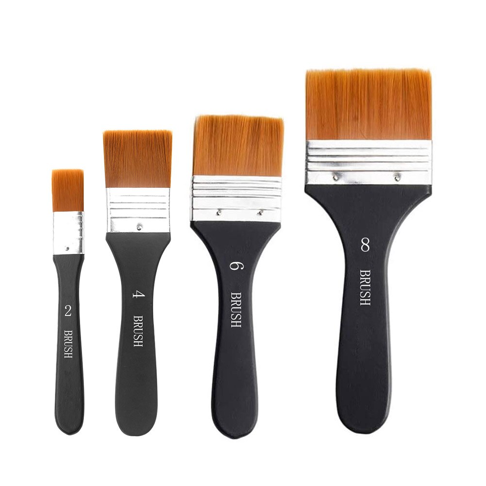 Acrylic 7 style Watercolor Brush Clean Artist Oil Tool Acrylic Painting Set Art Supplies Easy Nylon Paint Brushes: 2-4-6-8