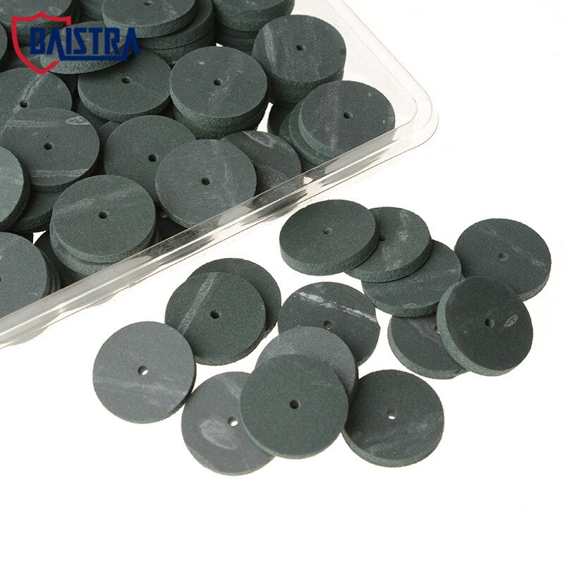 100 Pieces Dental Lab Rubber Polishing Wheels Silicone Polishers Green 22*3mm Grit Coarse Mid