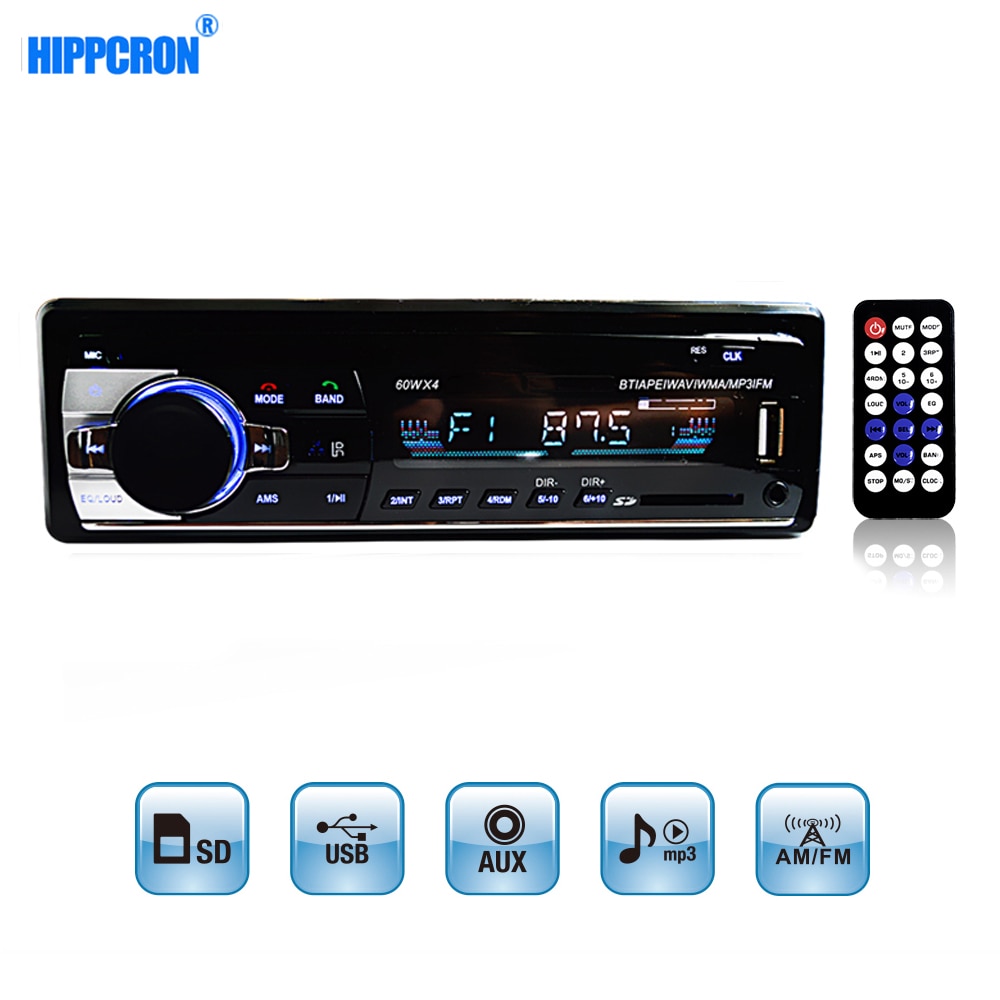 Autoradio 1 Din Auto Radio Bluetooth 12V Car Audio Speler Mp3 60Wx4 Fm Radio Muziek Usb/Sd Met in Dash Aux Input