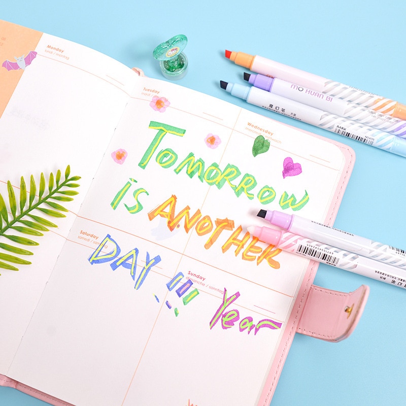 12 stk magisk farve tegnepen sæt misfarvet highlighter markør spot liner penne scrapbog kunst forsyninger brevpapir skole  f809
