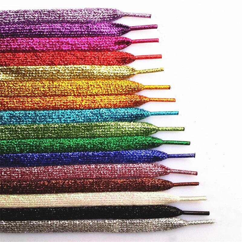 Cordones brillantes para zapatos, color dorado y plateado, 110cm, 1 par